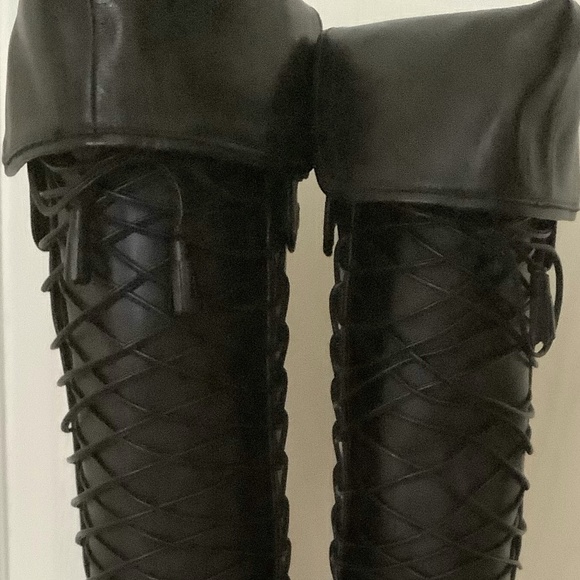 Tabitha Simmons Codi Over the Knee Black Lace Up Combat Boots Size 38.5 New! - Picture 3 of 16